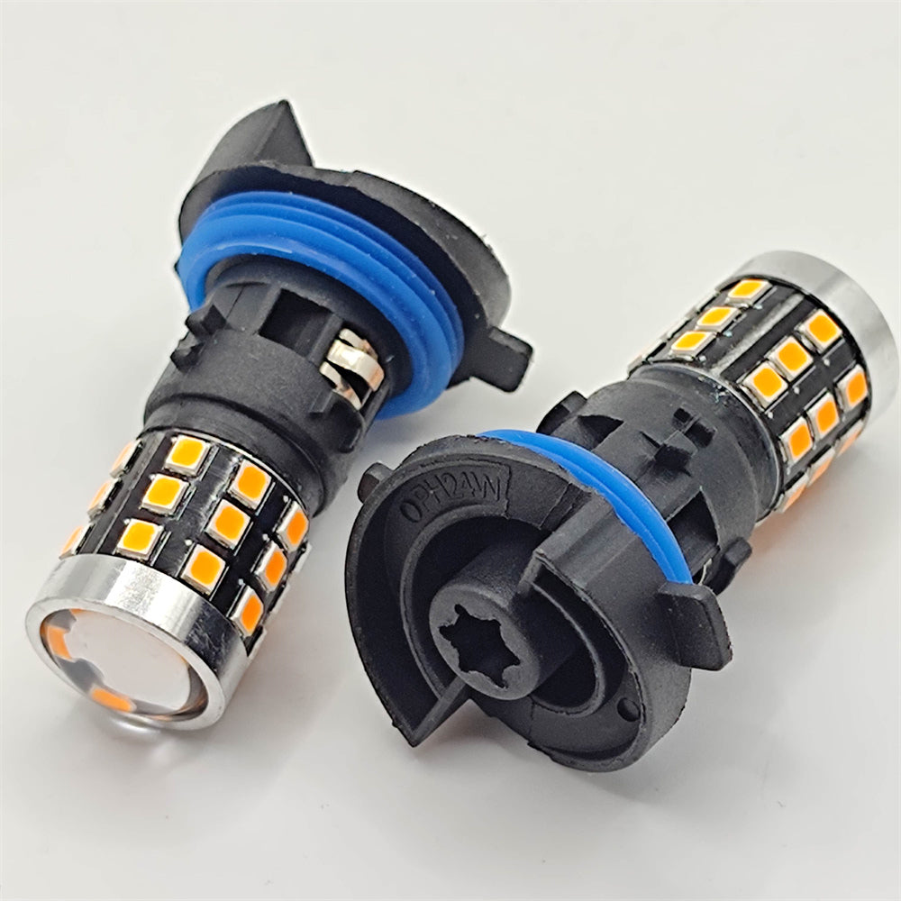 2Pcs White Yellow No Error HP24W G4 LED Bulbs For Citroen C5 Daytime Running Lights Lamp For Peugeot 3008 Day Light