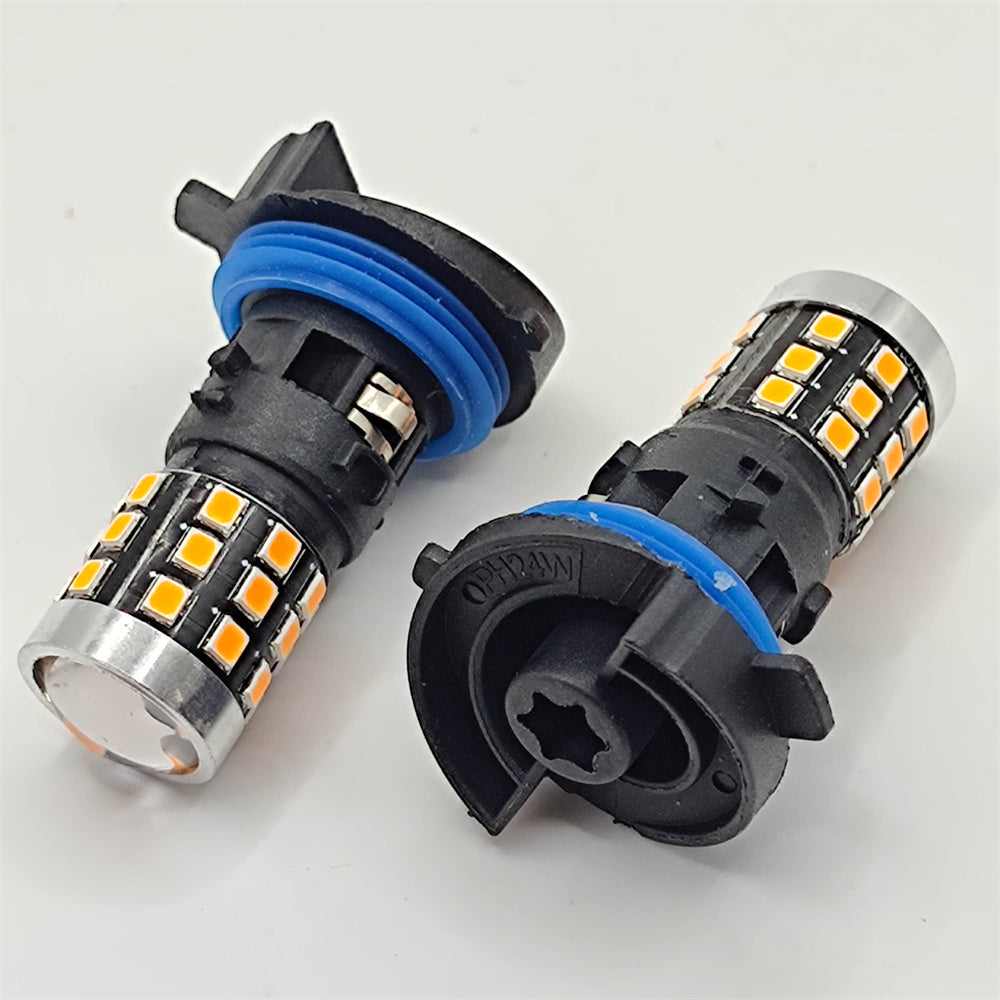 2Pcs White Yellow No Error HP24W G4 LED Bulbs For Citroen C5 Daytime Running Lights Lamp For Peugeot 3008 Day Light