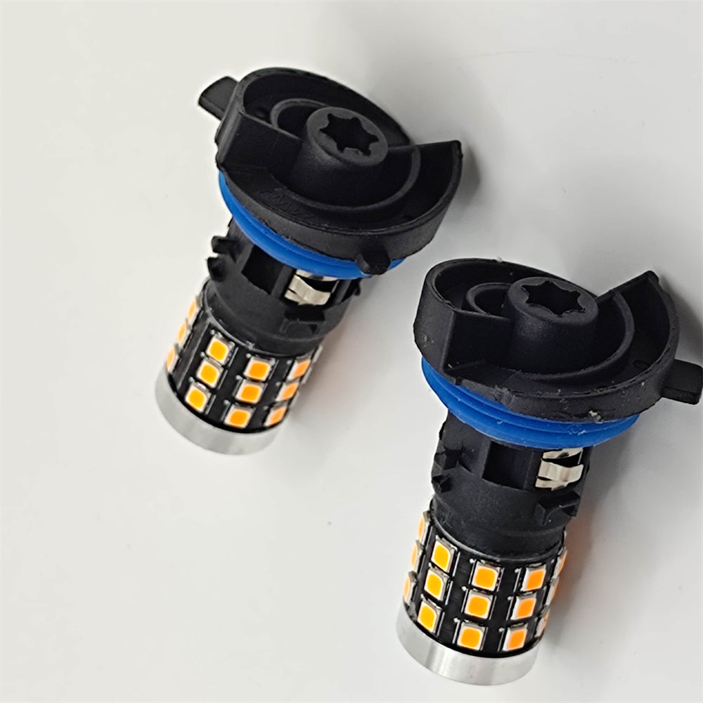 2Pcs White Yellow No Error HP24W G4 LED Bulbs For Citroen C5 Daytime Running Lights Lamp For Peugeot 3008 Day Light