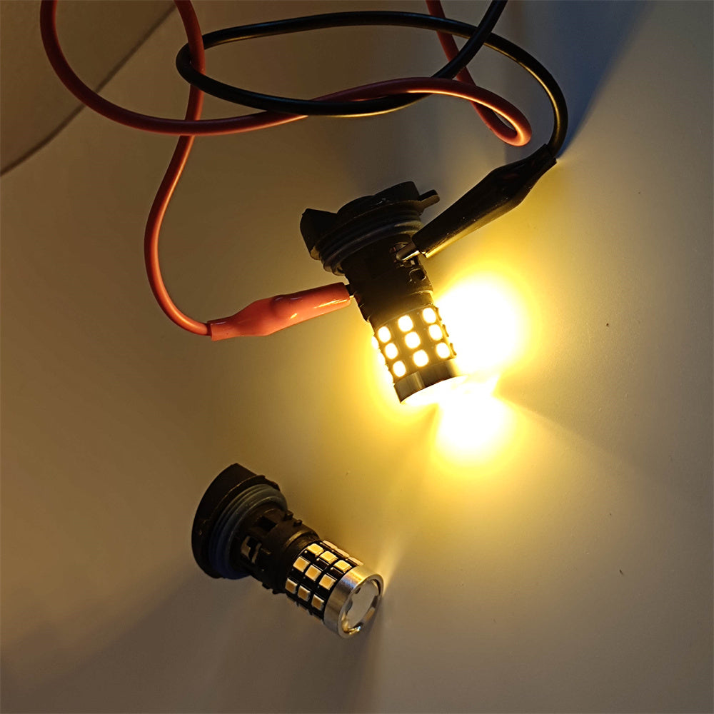 2Pcs White Yellow No Error HP24W G4 LED Bulbs For Citroen C5 Daytime Running Lights Lamp For Peugeot 3008 Day Light