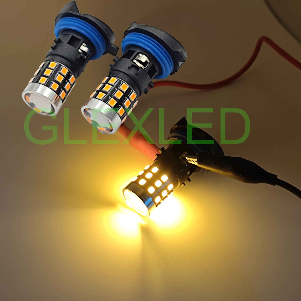 2Pcs White Yellow No Error HP24W G4 LED Bulbs For Citroen C5 Daytime Running Lights Lamp For Peugeot 3008 Day Light