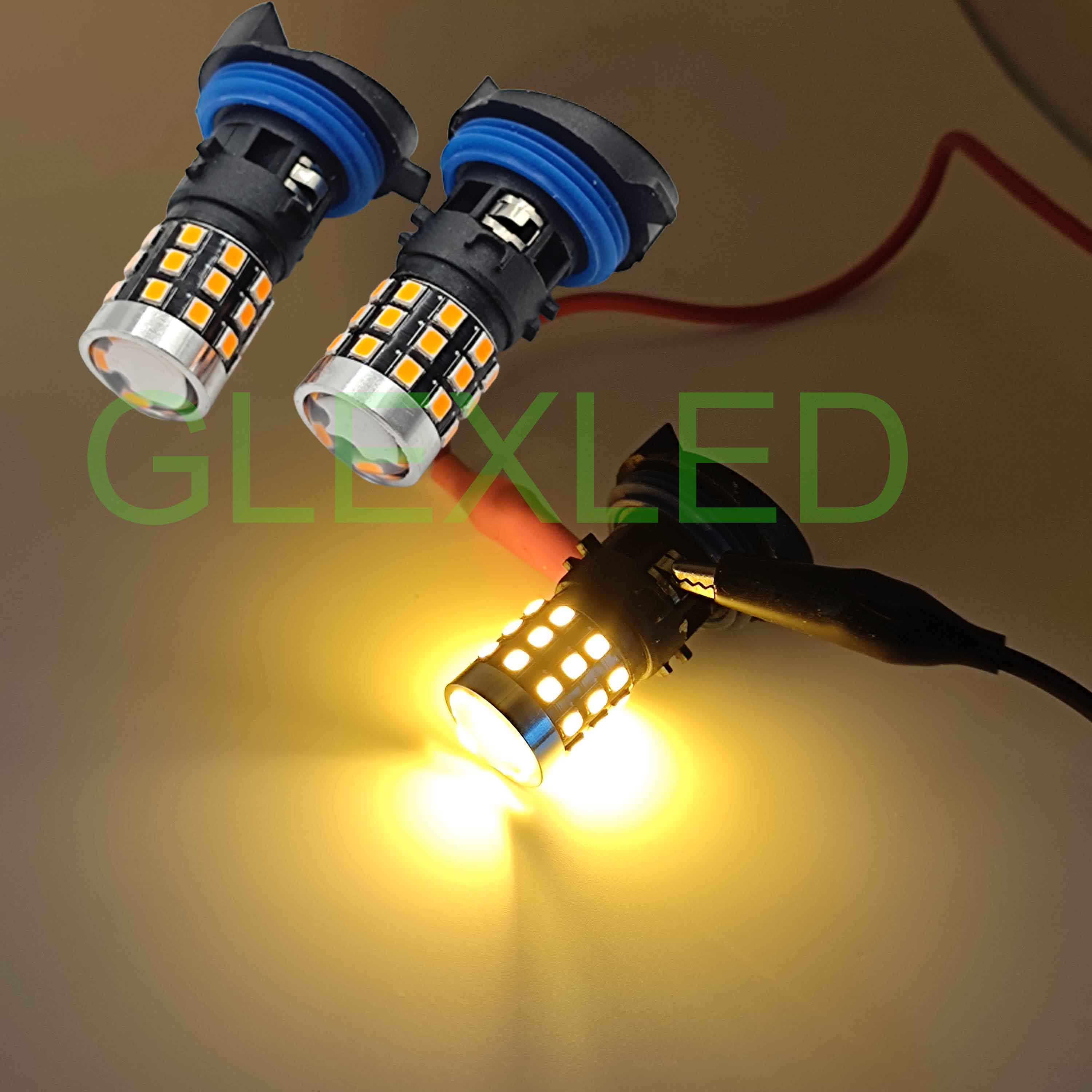 2Pcs White Yellow No Error HP24W G4 LED Bulbs For Citroen C5 Daytime Running Lights Lamp For Peugeot 3008 Day Light