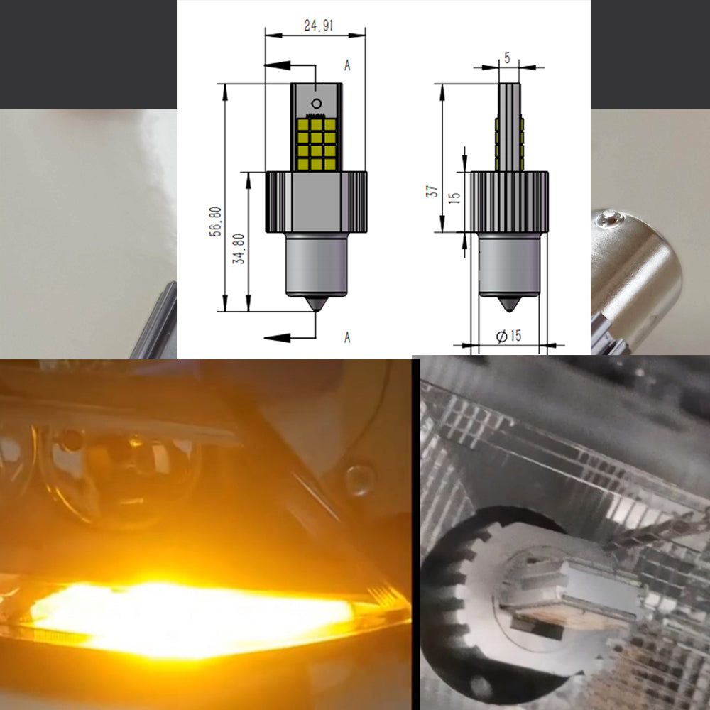 2PCS S25 1156 BA15S P21W BAU15S PY21W LED CANBUS Lamp Bulbs For Turn Signal Light 12V 24V 3030 10-50v No error free
