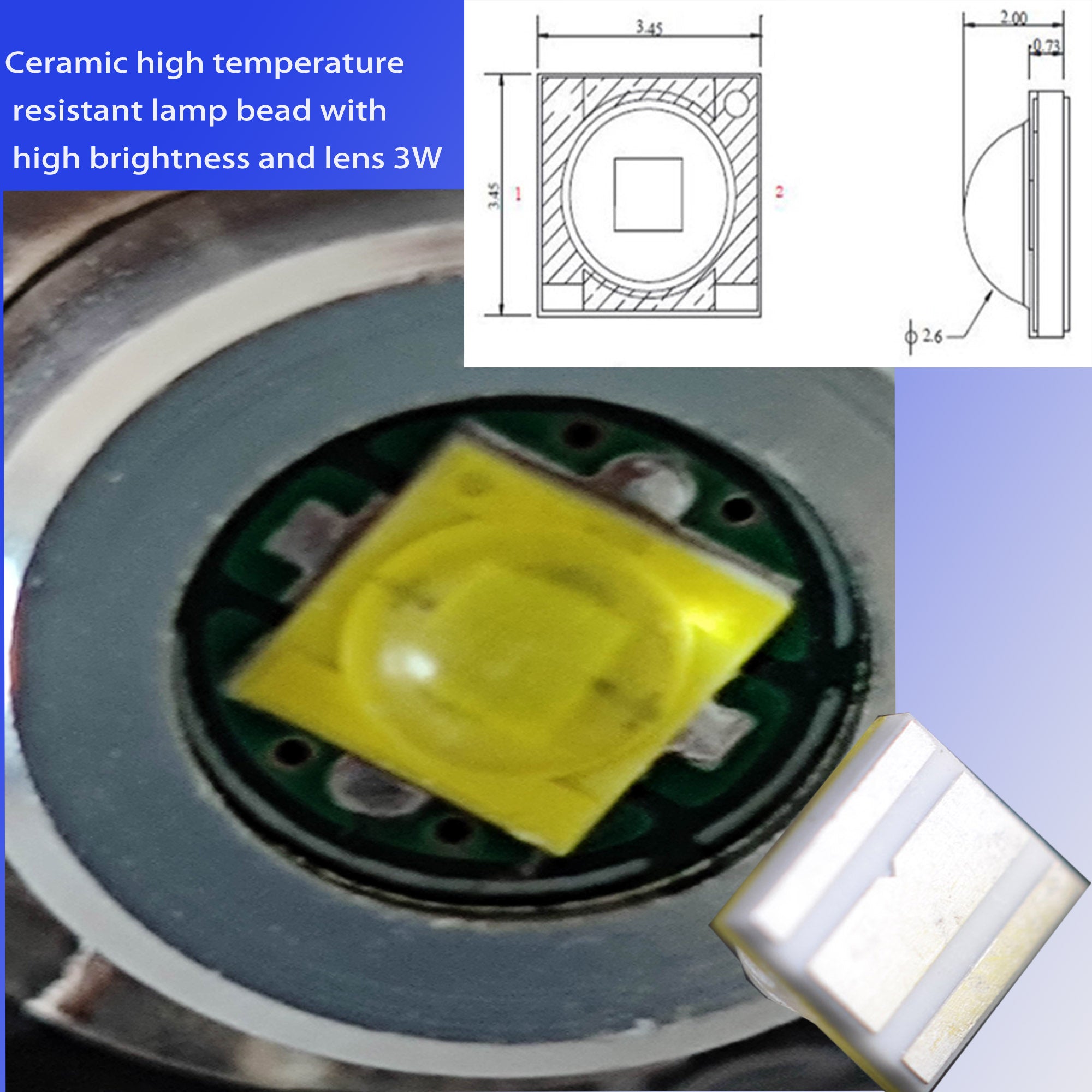 P13.5S LED Bulb 3W 3V 6V 12V 18V 200LM PR2 Maglite Flashlight Replacement Bulb Torches Work Light Lamp