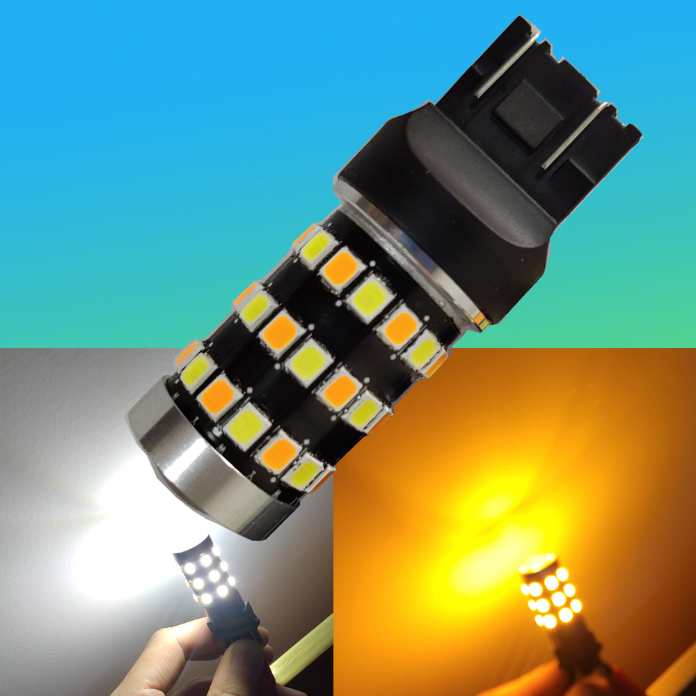 2PCS Switchback LED Bulb For Turn Signal / DRL Car Light T20 Led 7443 W21/5W 1157 BAY15D P21/5W T25 3157 P27/7W Amber White Lamp