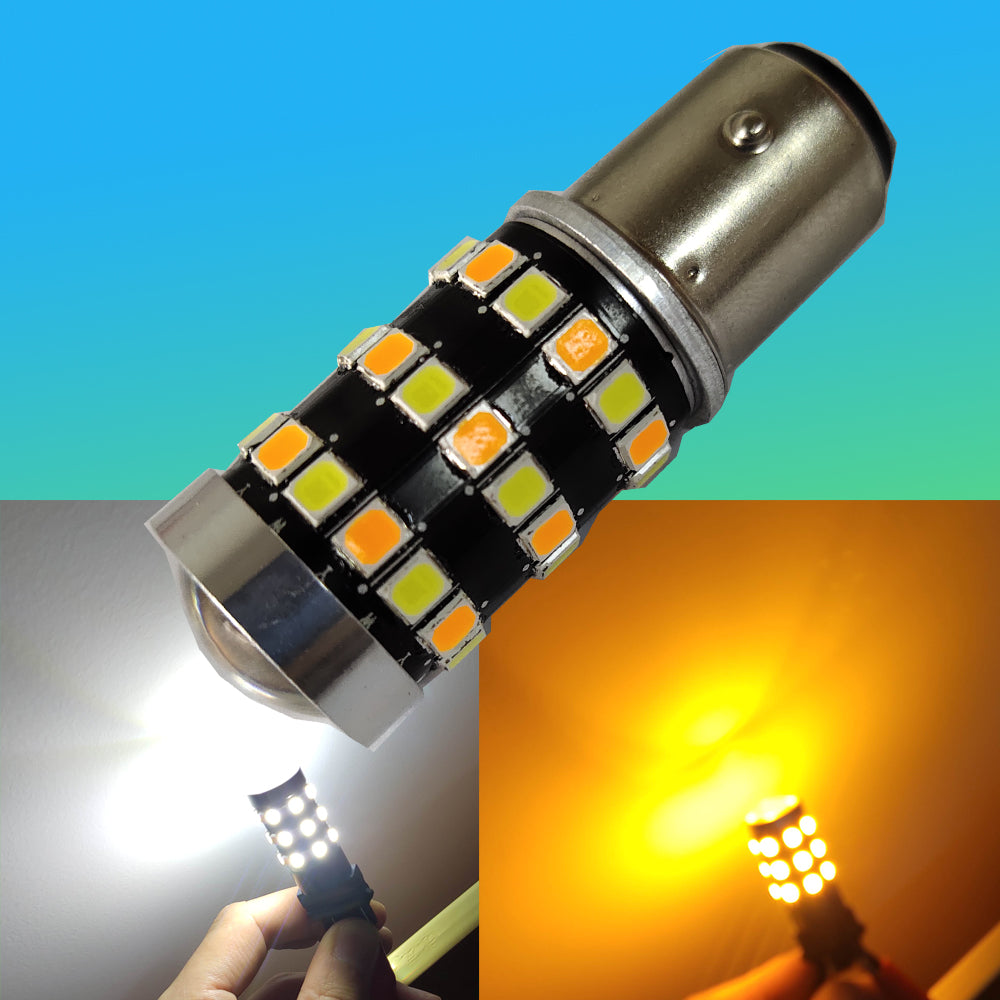 2PCS Switchback LED Bulb For Turn Signal / DRL Car Light T20 Led 7443 W21/5W 1157 BAY15D P21/5W T25 3157 P27/7W Amber White Lamp