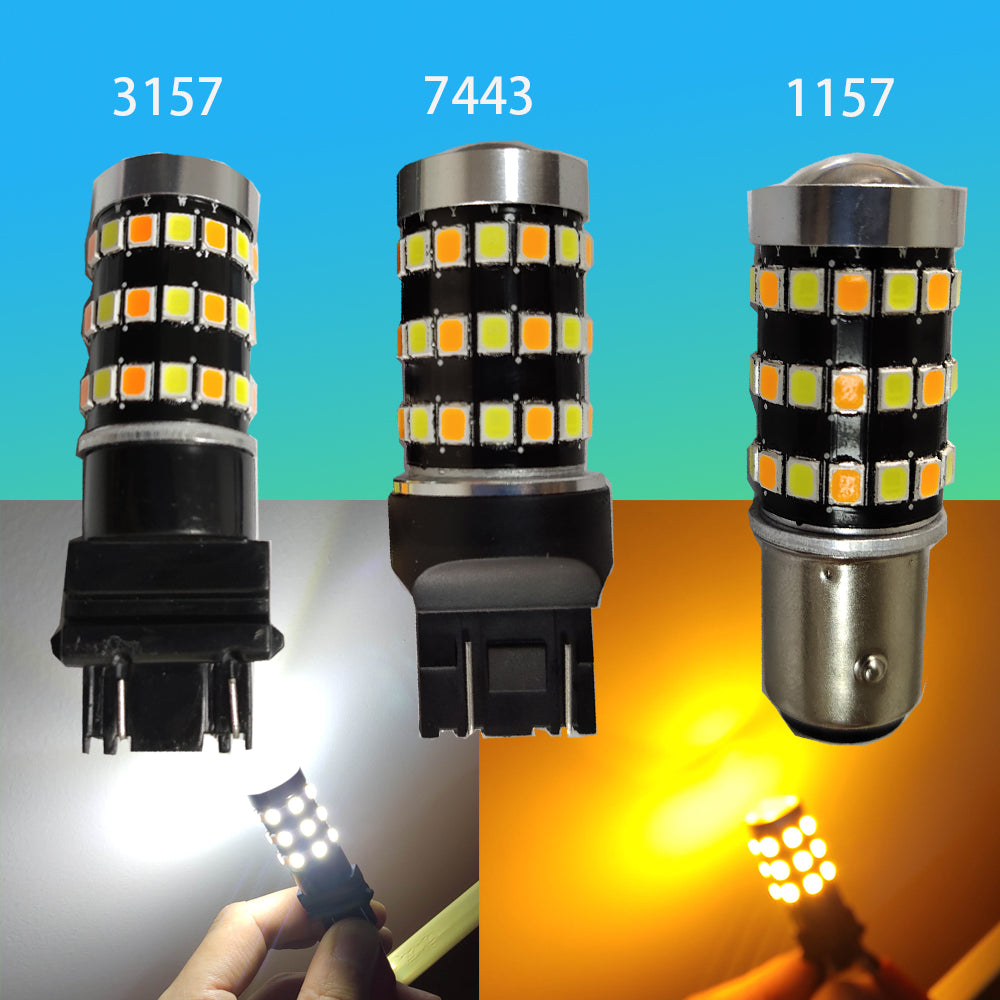 2PCS Switchback LED Bulb For Turn Signal / DRL Car Light T20 Led 7443 W21/5W 1157 BAY15D P21/5W T25 3157 P27/7W Amber White Lamp