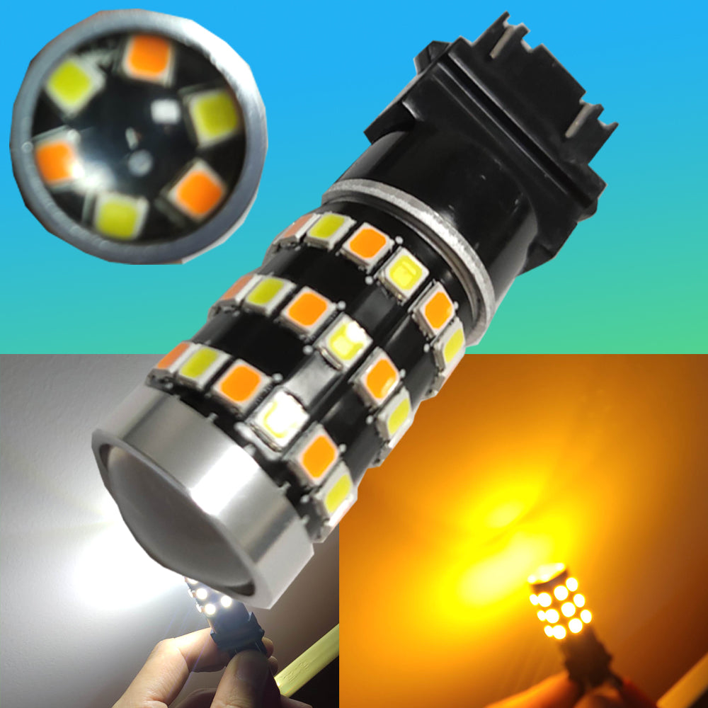 2PCS Switchback LED Bulb For Turn Signal / DRL Car Light T20 Led 7443 W21/5W 1157 BAY15D P21/5W T25 3157 P27/7W Amber White Lamp