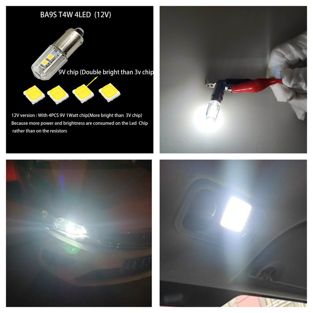 10PCS BA9S Led Bulb 12V Car T4W BA9 1895 1891 53 57 Led Car Bulb White 47830 64111 3893 LED Car Bulb for Car Interior Dome Map License Plate