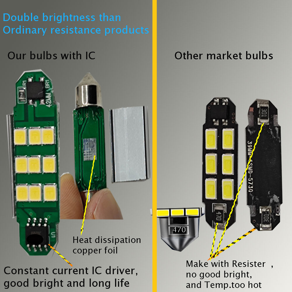 31mm 36mm 39mm 41mm Canbus Festoon c5w C10W Led Bulb Car Licence Plate Interior Reading Lights 12V Error Free For Cars
