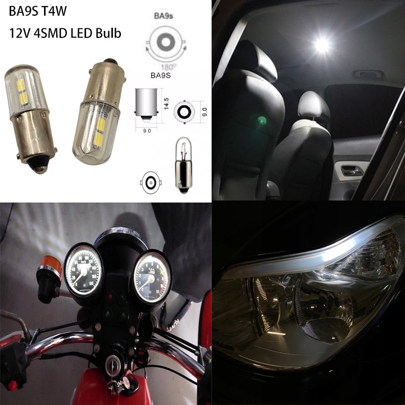 10PCS BA9S Led Bulb 12V Car T4W BA9 1895 1891 53 57 Led Car Bulb White 47830 64111 3893 LED Car Bulb for Car Interior Dome Map License Plate