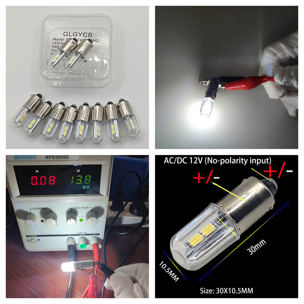 10PCS BA9S Led Bulb 12V Car T4W BA9 1895 1891 53 57 Led Car Bulb White 47830 64111 3893 LED Car Bulb for Car Interior Dome Map License Plate
