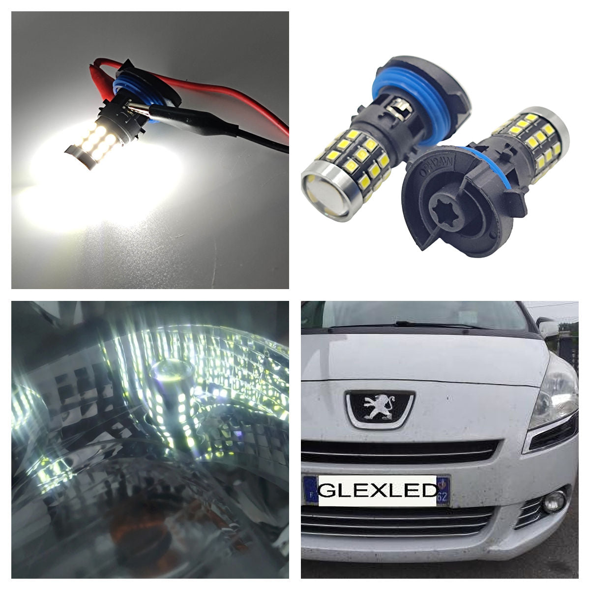 2PCS HP24W LED BULB No Error Bulbs Citroen C5 PEUGEOT 5008 3008 Daytime Running Lights Lamp For Peugeot 3008 Day Light