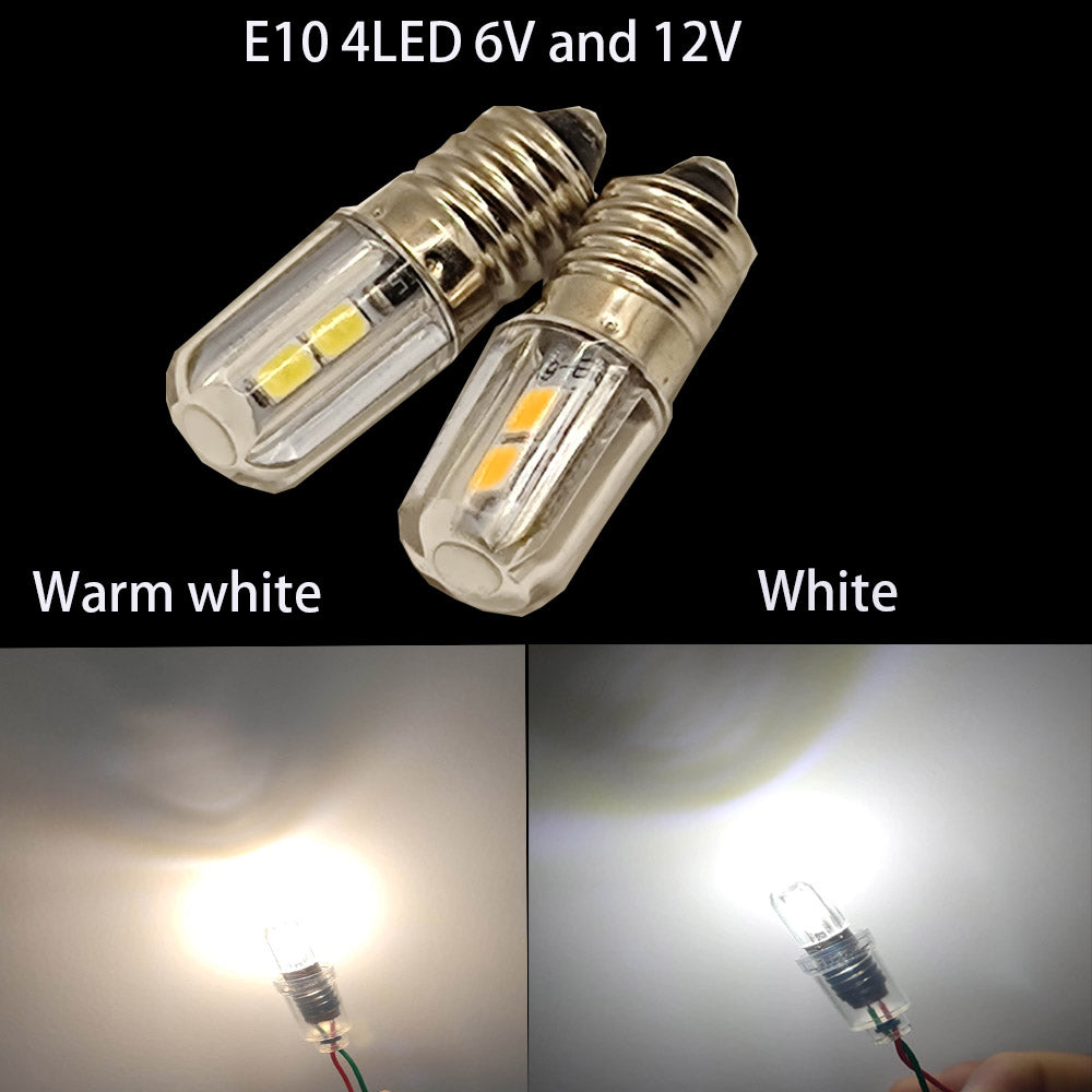 1PCS E10 LED Bulb 6V 12V Lamp Work Light Warm White For Torch Flashlight Headlight Motor Bicycle