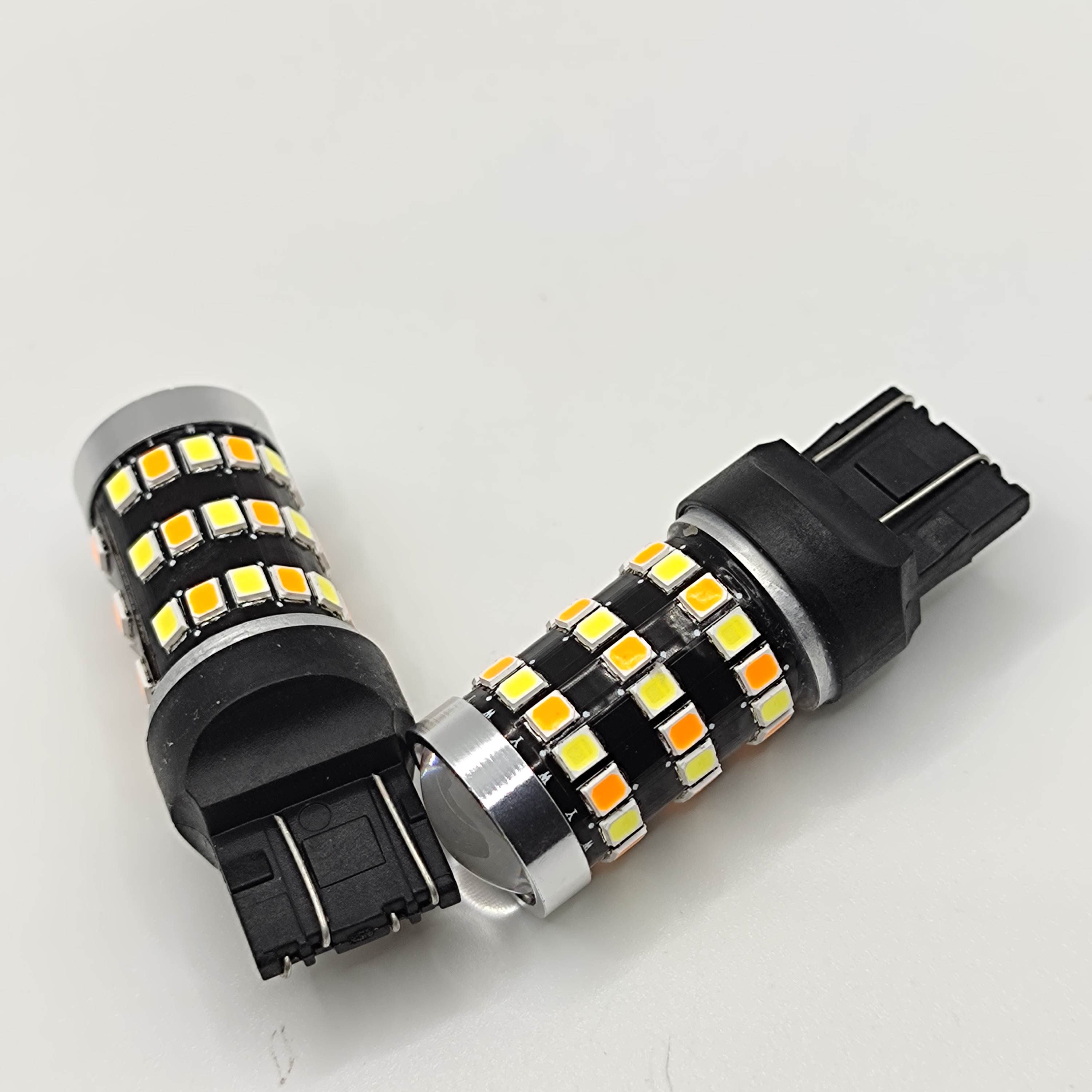 2PCS Switchback LED Bulb For Turn Signal / DRL Car Light T20 Led 7443 W21/5W 1157 BAY15D P21/5W T25 3157 P27/7W Amber White Lamp