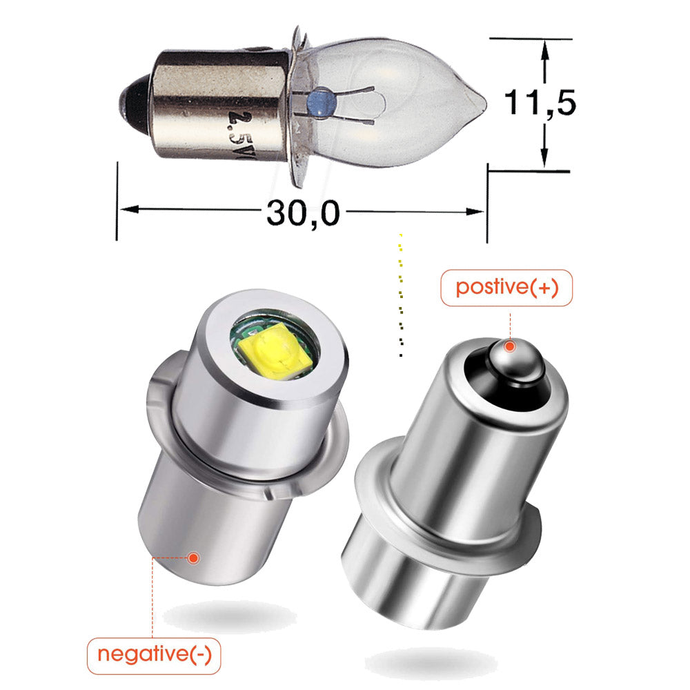P13.5S LED Bulb 3W 3V 6V 12V 18V 200LM PR2 Maglite Flashlight Replacement Bulb Torches Work Light Lamp