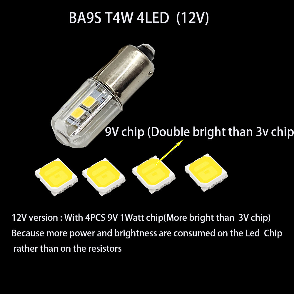 10PCS BA9S Led Bulb 12V Car T4W BA9 1895 1891 53 57 Led Car Bulb White 47830 64111 3893 LED Car Bulb for Car Interior Dome Map License Plate